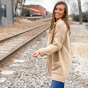 Tan thread & supply cardi coat